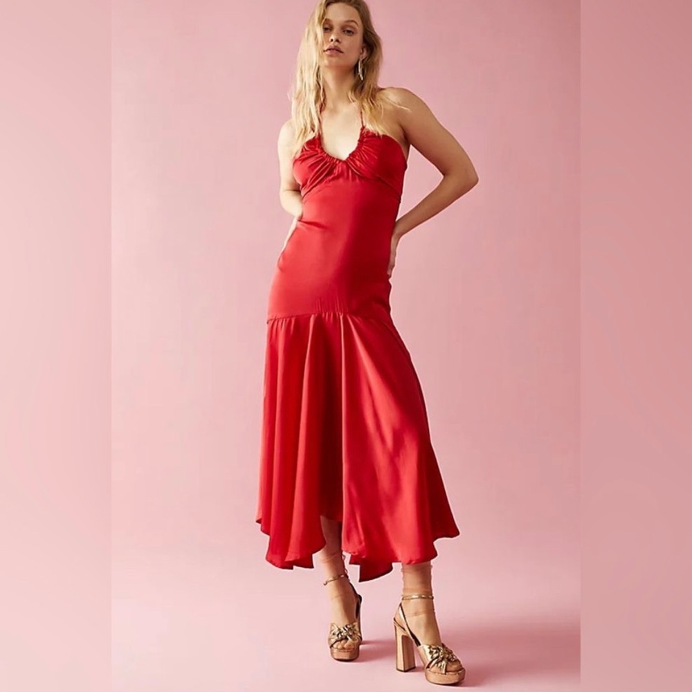 Free People X Delfi collective Revolve Dia dress in red size Small NWOT